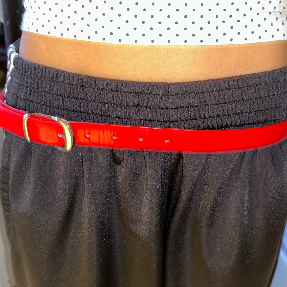 Mango Bright Red Belt with Shiny Silver Buckle